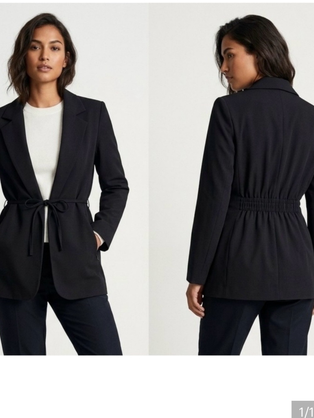 Athleta Black Drawstring-Waist Blazer
